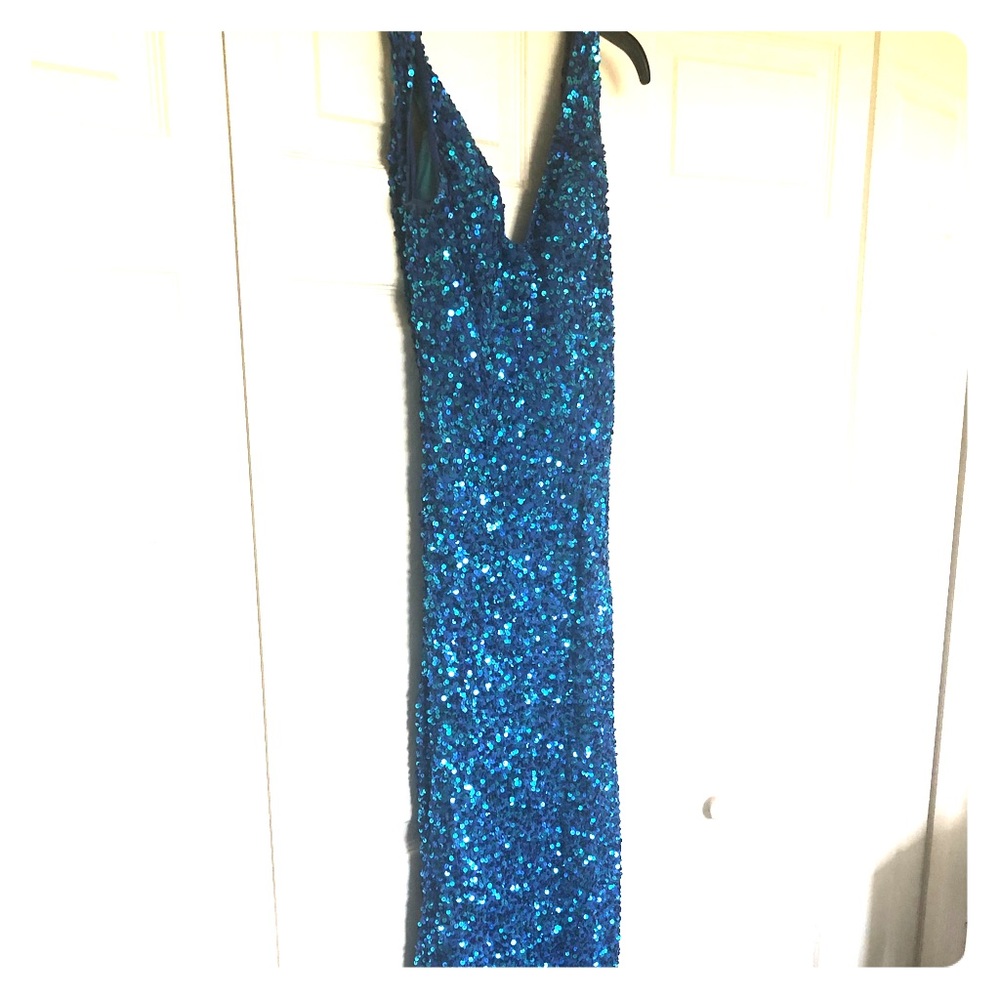 Camille La Vie Blue Sequenced Goddess Dress